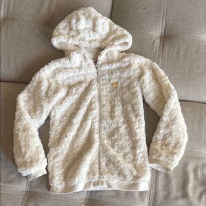 Juicy Couture Cream Plush Hooded Coat girls size 8/10